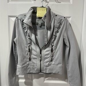Women's Gray Ruffled Utility Jacket